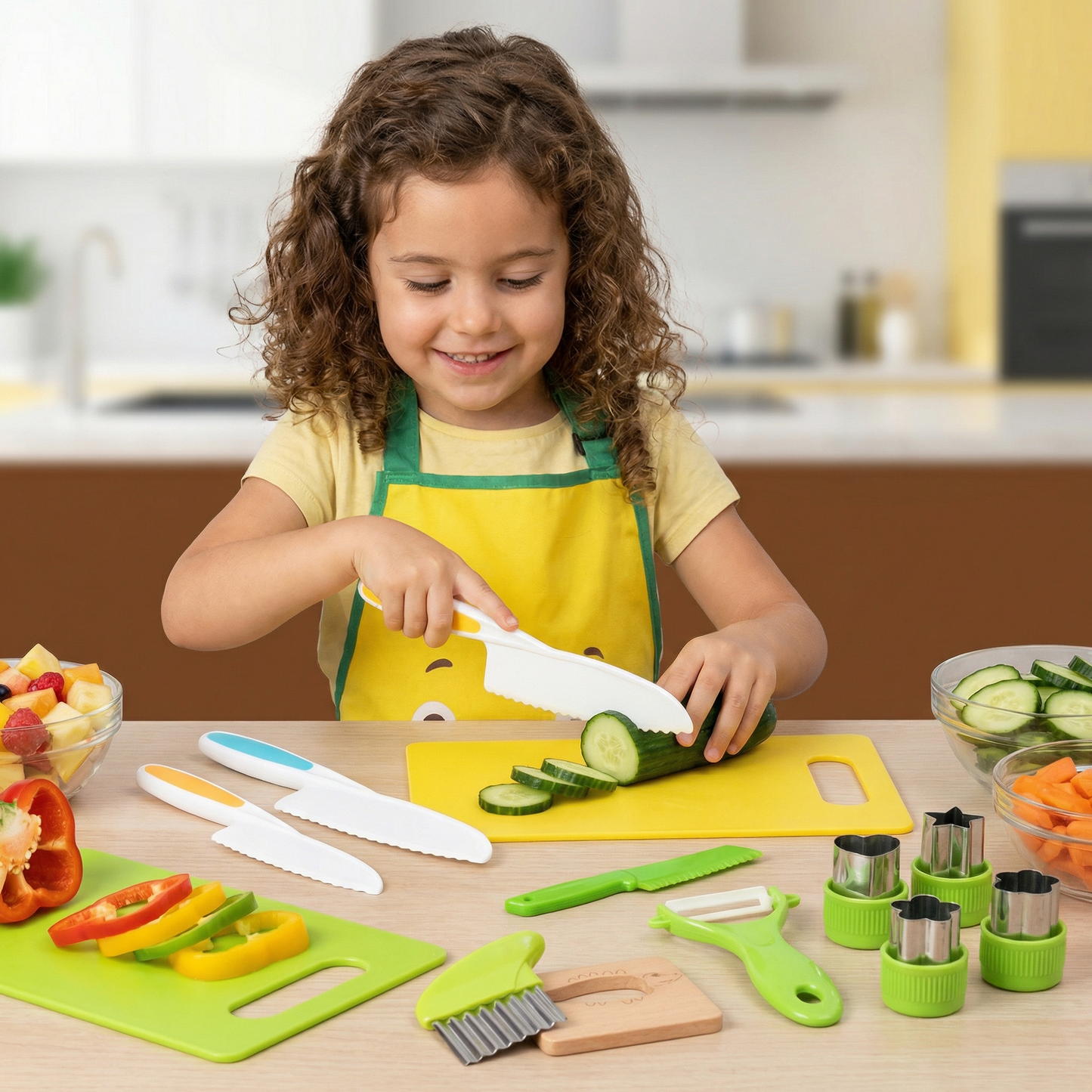 Kit de cuchillos seguros para niños en la cocina