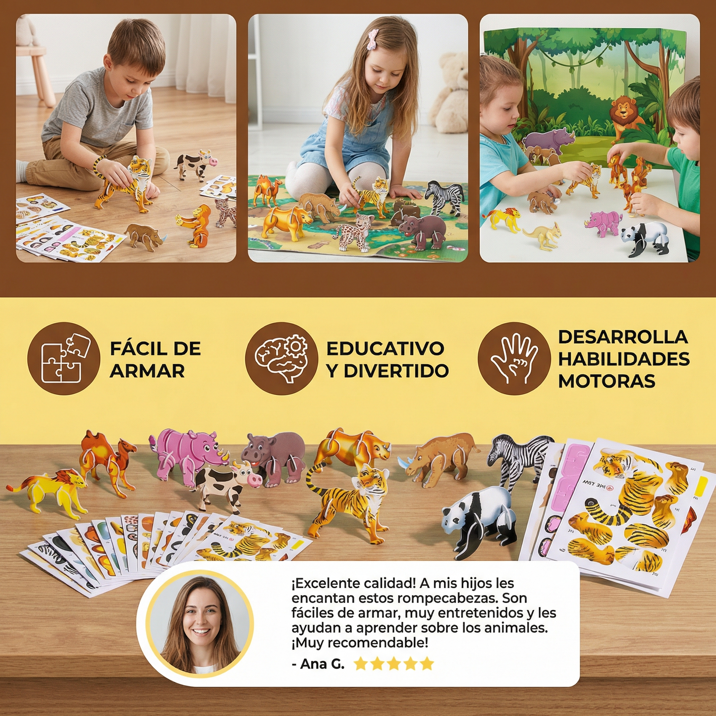 Set de rompecabezas 3D de dibujos animados para niños