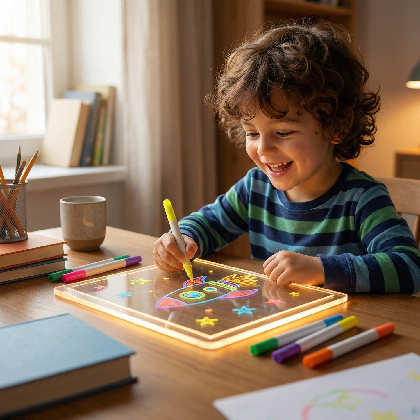 Pizarra LED reutilizable para dibujo y escritura infantil