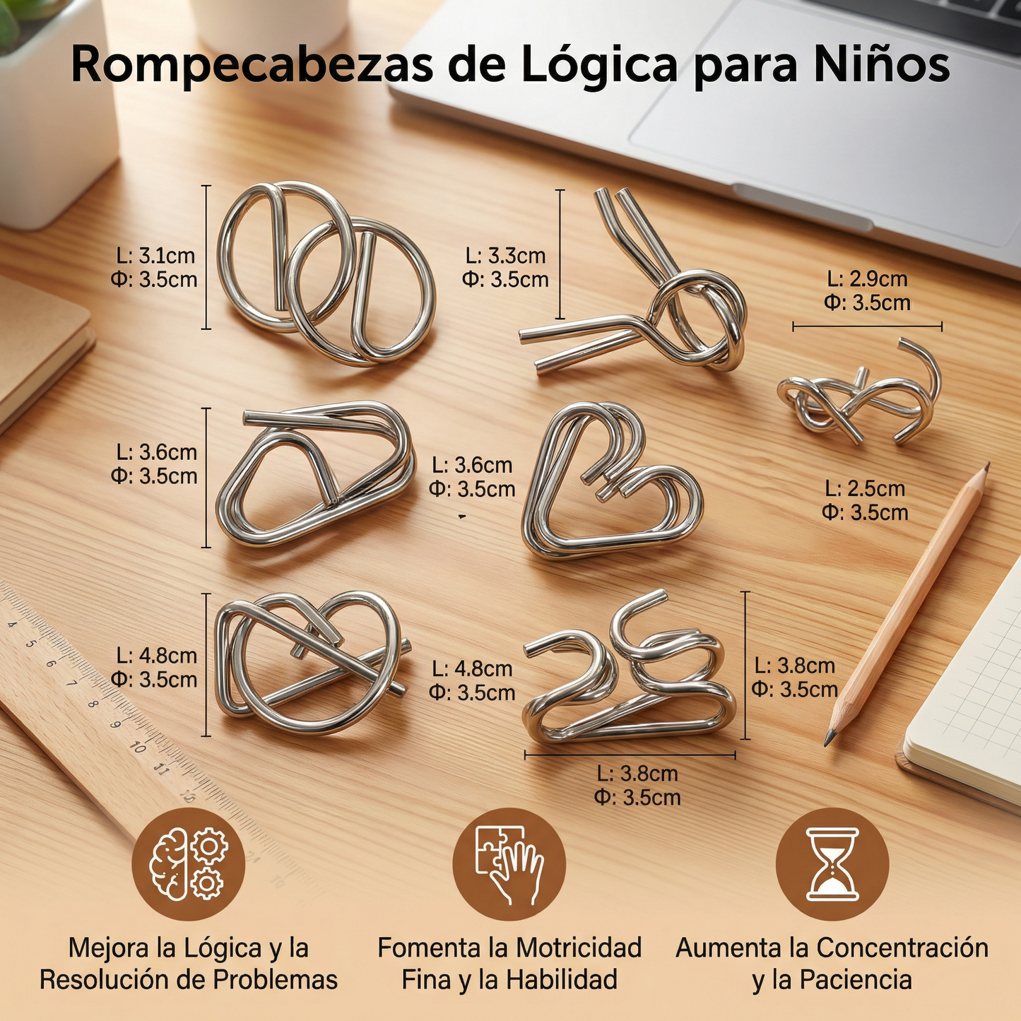 Rompecabezas metálico de lógica para niños y adultos