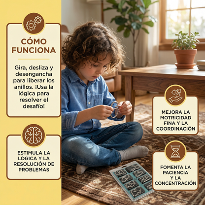 Rompecabezas metálico de lógica para niños y adultos
