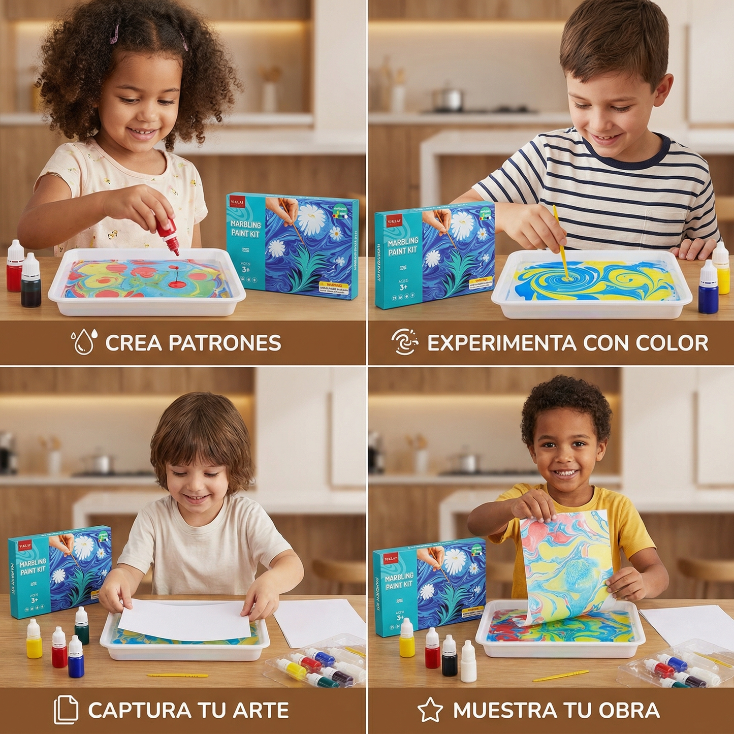 Kit de pintura marmoleada para niños