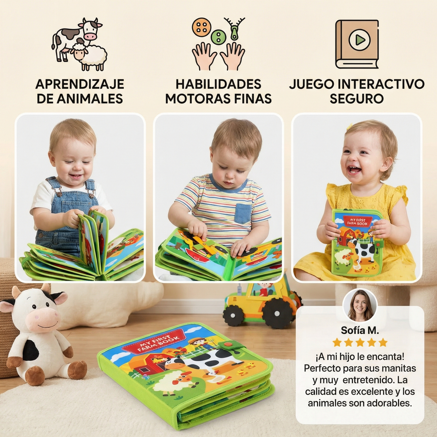 Libro educativo de cuentos de granja para niños pequeños