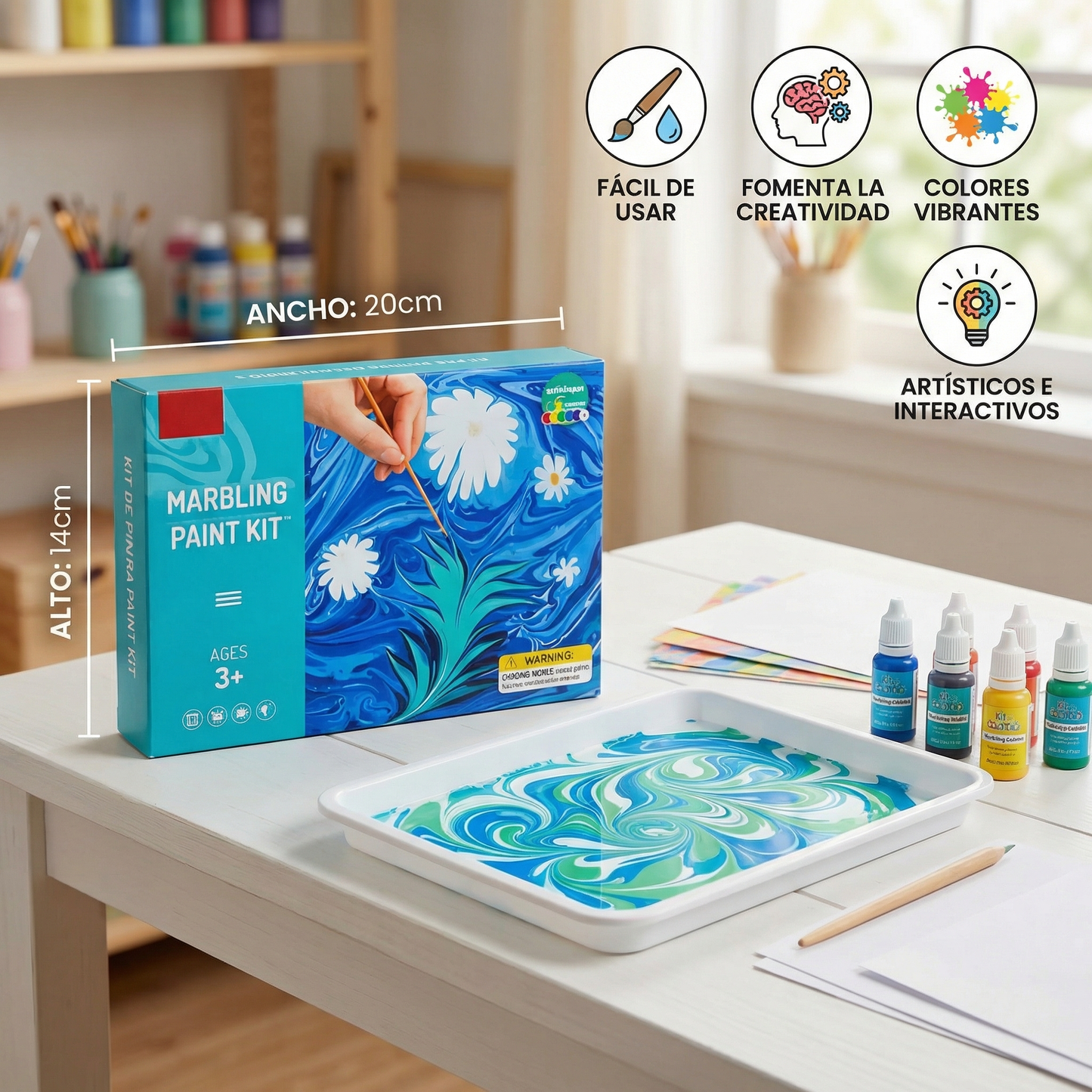 Kit de pintura marmoleada para niños