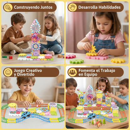 Bloques STEM con engranajes mecánicos para niños