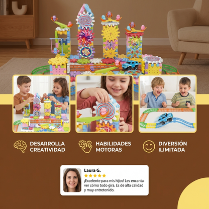 Bloques STEM con engranajes mecánicos para niños