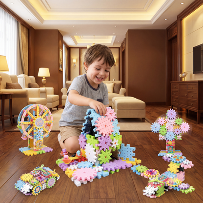 Bloques STEM con engranajes mecánicos para niños