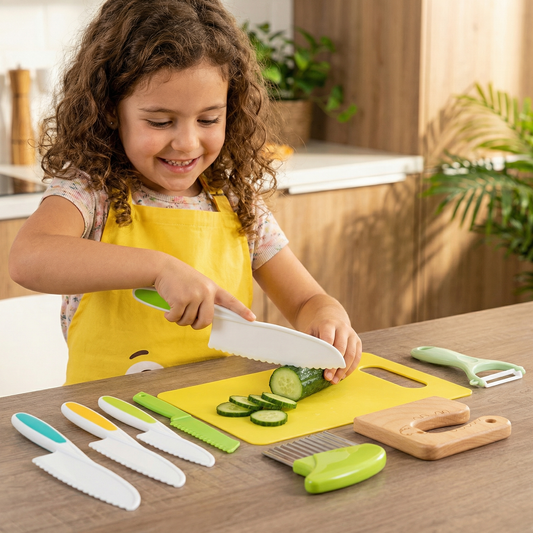 Kit de cuchillos seguros para niños en la cocina